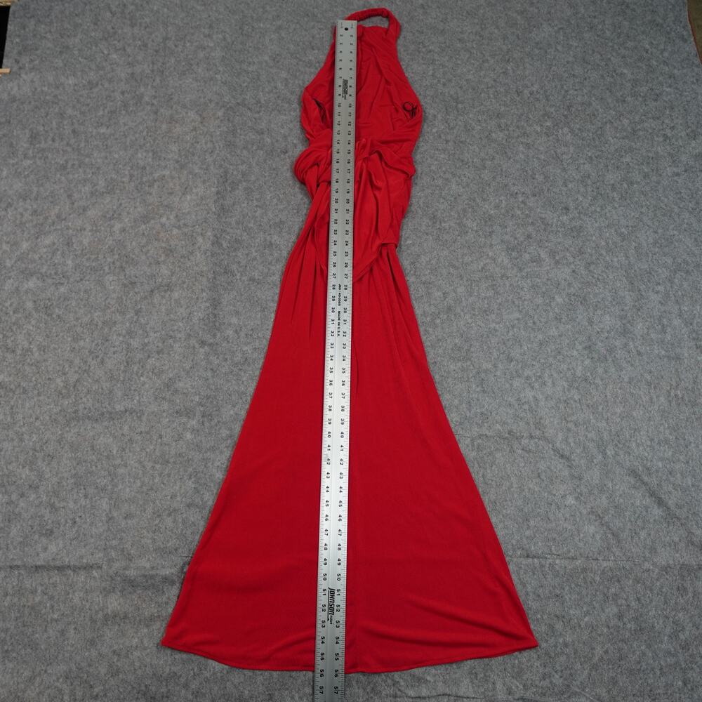 Katie May Dress Womens Small Leyla Red Slinky Gown Halter Knotted Open Back - Picture 8 of 12